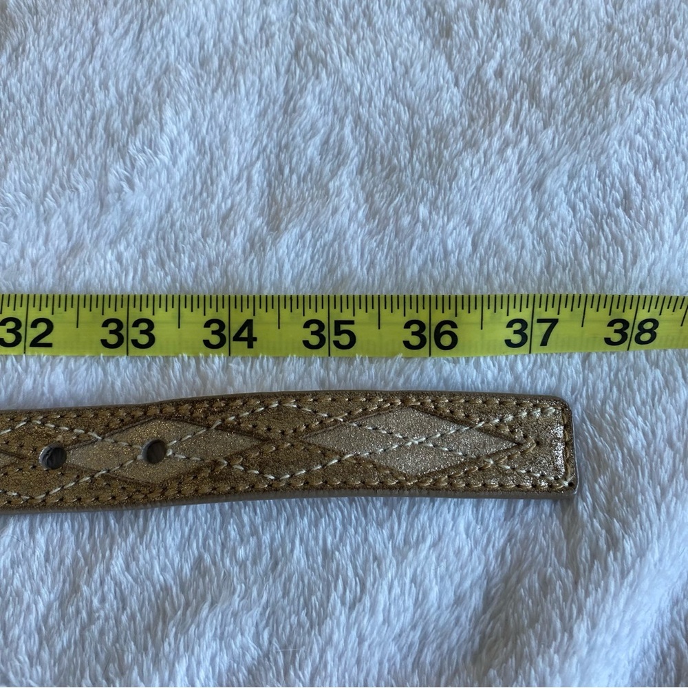 MICHAEL KORS Taupe Cream 100% Leather Metallic Belt  | S - Picture 8 of 9